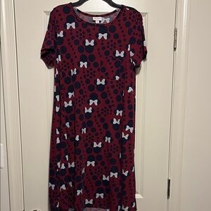 LuLaRoe Maroon Minnie Mouse High Low Dress